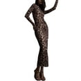 thumbnail image 3 of Women'S Long Sleeve Bodycon Dress - Maxi Casual Fall Club Party Long Tight Pencil Dresses Leopard Print S, 3 of 9