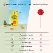 Beekeepers Naturals Kids Green Apple Throat Soothing Lollipops with Propolis and Vitamin D, 10 Count