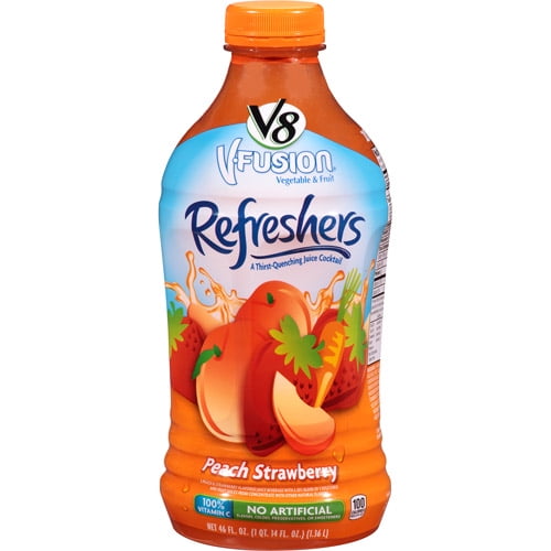 V8 VFusion Refreshers Peach Strawberry Juice Cocktail, 46 Fl. Oz