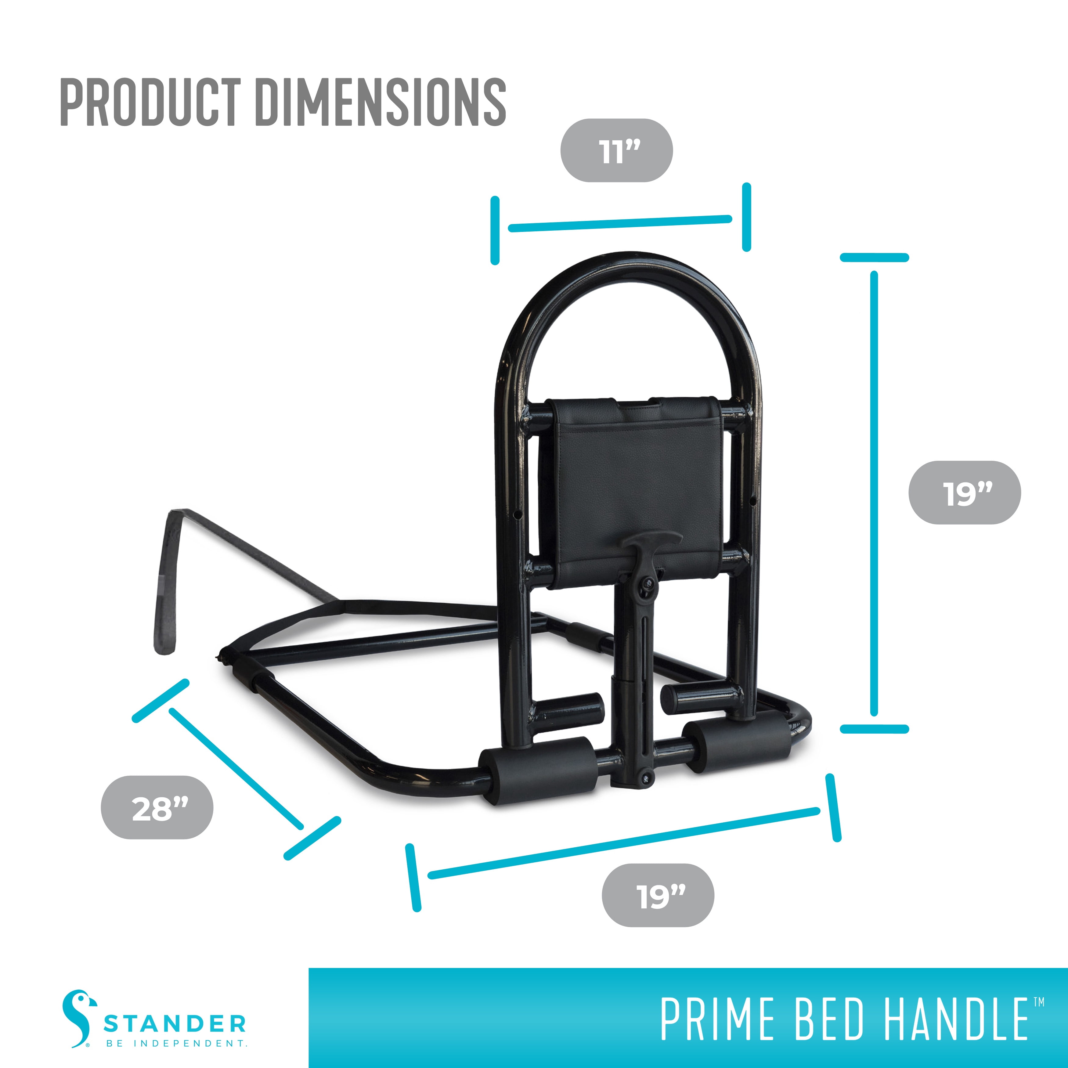 Stander Prime Bed Handle, Bariatric Safety Bar for Adults, Seniors, and Elderly, Removable Guardrail and Stand Assist, Fits Most King, Queen, Full, and Twin Beds, ASTM Safety Approved Bedrail