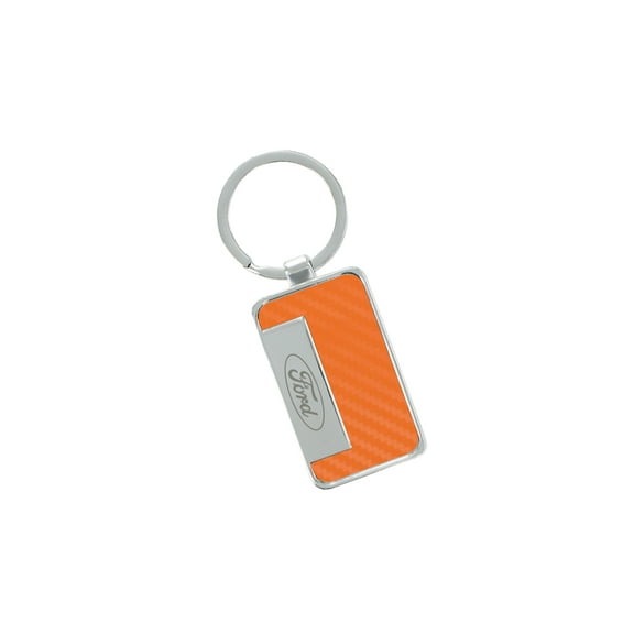 Ford Rectangle Key Chain With Orange Carbon Fiber Inlay