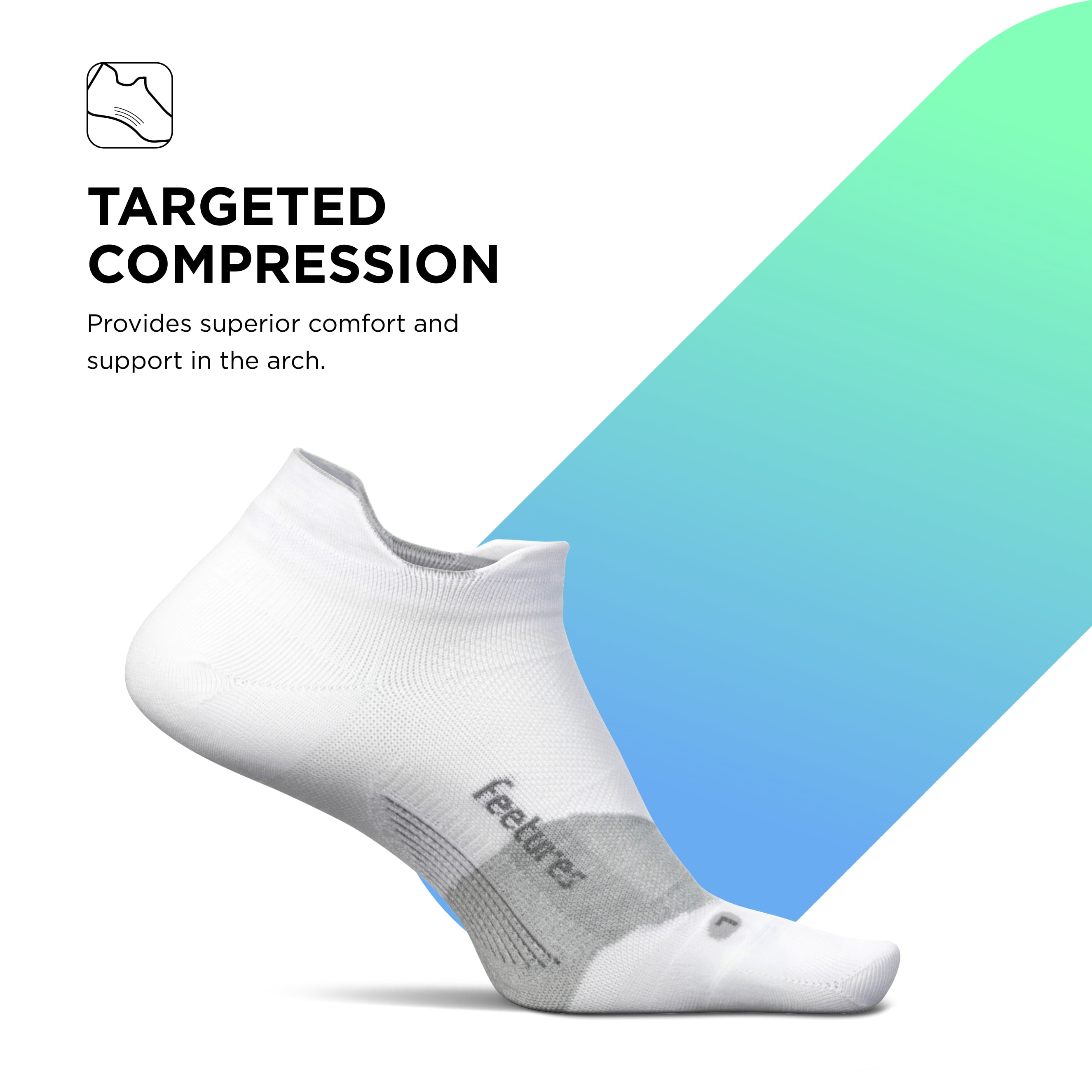 Feetures Elite Ultra Light Cushion Ankle Socks - Sport Sock with Targeted Compression - New White, M (3 Pair)