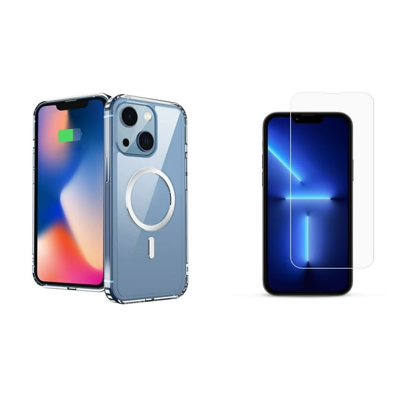 Ultra Clear Case (MagSafe Compatible) and Glass Screen Protector for Apple iPhone 14 Plus - Black