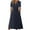 Navy, variant on Dress for Women V-Neck Button Short Sleeve Solid Color Cotton Linen Midi Dress Ladies Flowy Long Dress Gray 2XL