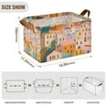 thumbnail image 7 of Yayeee Foldable Storage Basket for Shelves with Handles Waterproof Cloth Bins, Orange Cityscape Painting, 7 of 7