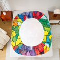 thumbnail image 4 of Manfei Cartoon Rainbow Fitted Sheet Full, Tribal Abstract Bed Set, Blue Red, 3 Pieces, 1 Fitted Sheet and 2 Pillowcases, 4 of 6