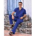 thumbnail image 3 of COOFANDY Mens Linen Sets Outfits 2 Piece Short Sleeve Button Down Shirts Summer Beach Pants Resort Wear Outfits, 3 of 6