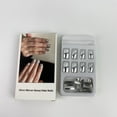 thumbnail image 3 of wallyhood False nails, 24 pieces of fake nail punk metal mirror chrome nail art design techniques beautiful and beautiful nail techniques full set of nail pressing silver set short circular nails, 3 of 8