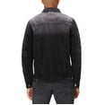 thumbnail image 2 of Men's Moto Quilted Cotton Blend Faded Denim Button Up Jean Jacket Slim Fit (XL, Black), 2 of 4