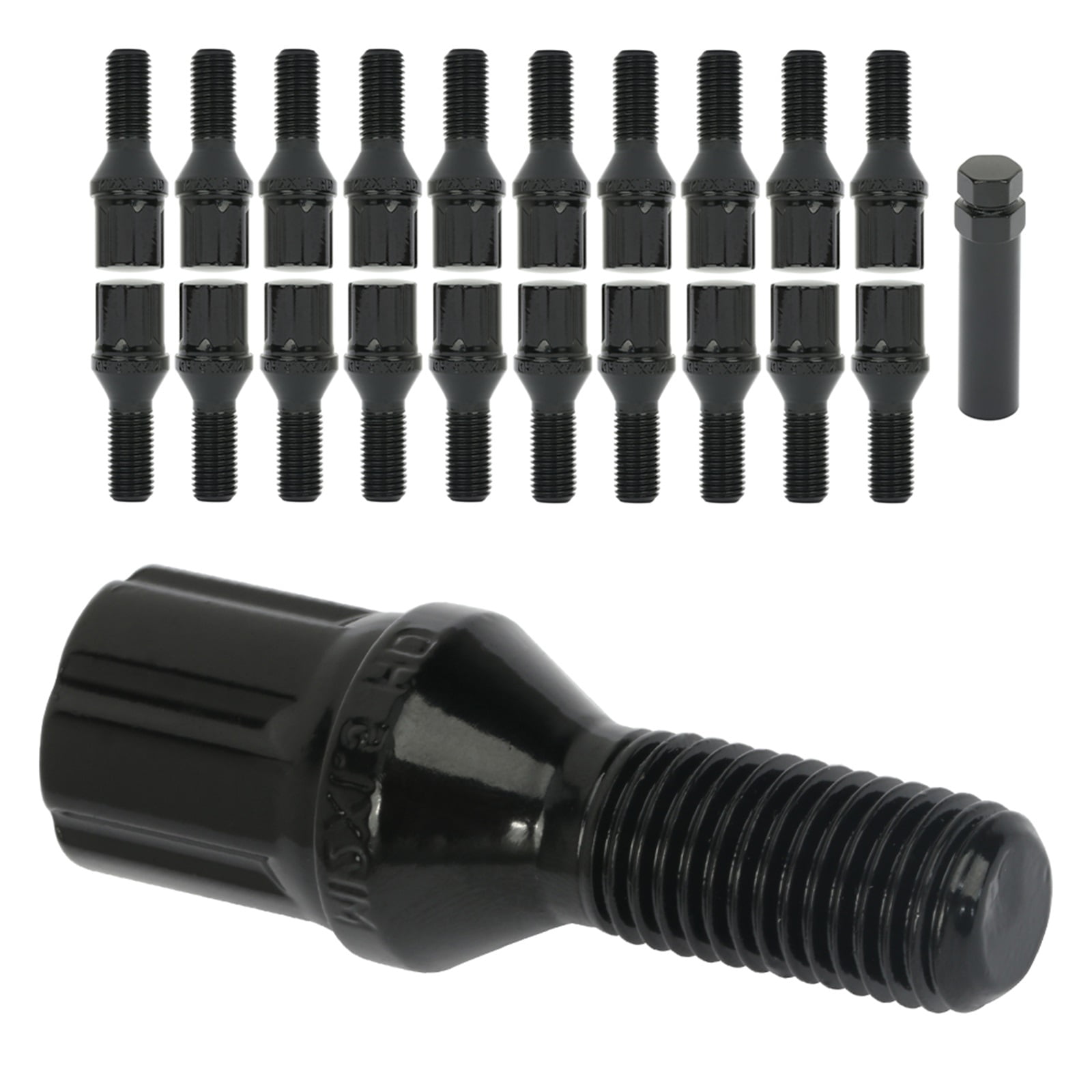 SCITOO Wheel Bolt 14x1.5 20 Pieces Black Shank Length 26 mm Compatible with Audi Mercedes VW 