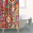 thumbnail image 4 of Red Pioneer Flower and Paisley Pattern Shower Curtain 36"x72" ,Bathroom Decorative Shower Curtains Set with 12 Hooks,Modern Waterproof Washable Shower Curtain, 4 of 6