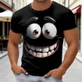 thumbnail image 2 of IWRICH Men's 3D Face Printed T Shirts Plus Size Short Sleeve Funny Graphic Printed Tees Comfort Classic Tops 02-Black XS, 2 of 4