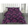 thumbnail image 2 of Ambesonne Blooming Roses Quilted Coverlet 3 Pcs, Boho Floral Neutral, Queen Size, Magenta Hot Pink Teal, 2 of 4