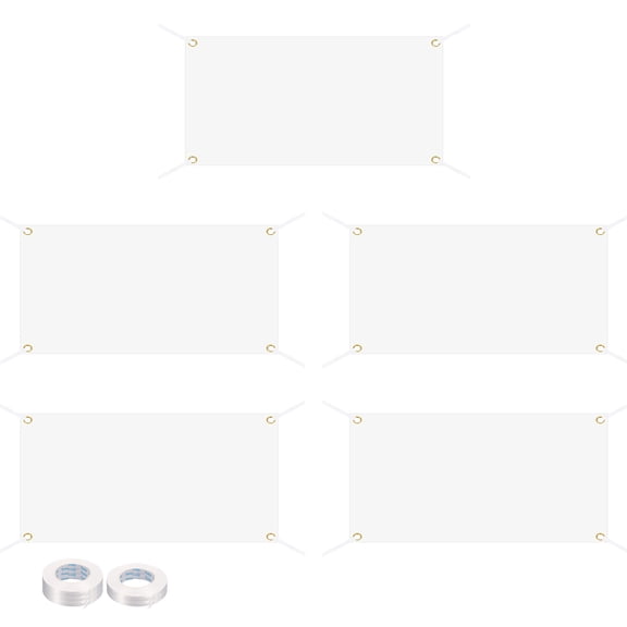 Uxcell Large White Blank Banner and Signs 2 x 4 Feet, 5 Set Sublimation Banners