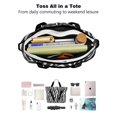 thumbnail image 4 of Women's Large Tote Bag with Zipper - 20L Zebra Stripes Travel Beach Weekender Duffle Bag Foldable Teacher Nurse Handbag for Work, Gym Shoulder Bag - Fits 15.6" Laptop, Folds Into Pouch, 4 of 5