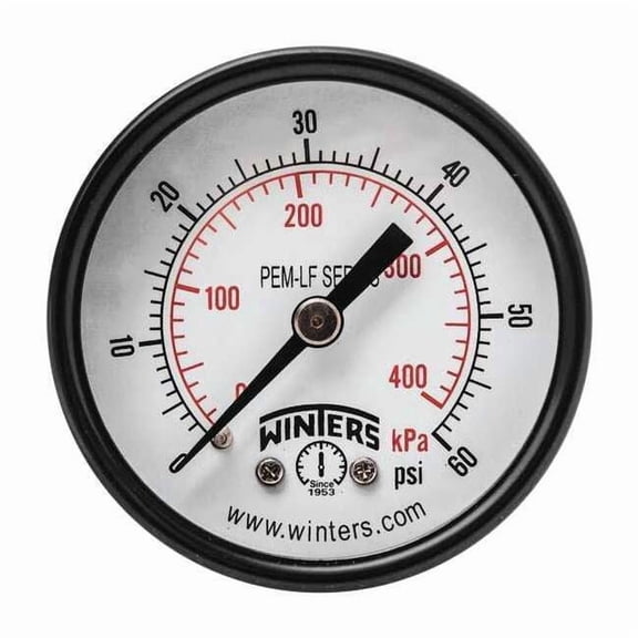 Winters Gauge,Pressure,2in.,0 to 60 psi PEM1405LF