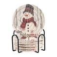 thumbnail image 2 of BZSMCE 6Pcs Drink Coasters With Holder 3.94Inch Snowman Playing Snow Creative Coil Coaster Coasters Colors Absorbent Coasters for Drinks Coasters Set Thicken Heat for Home Table, 2 of 7