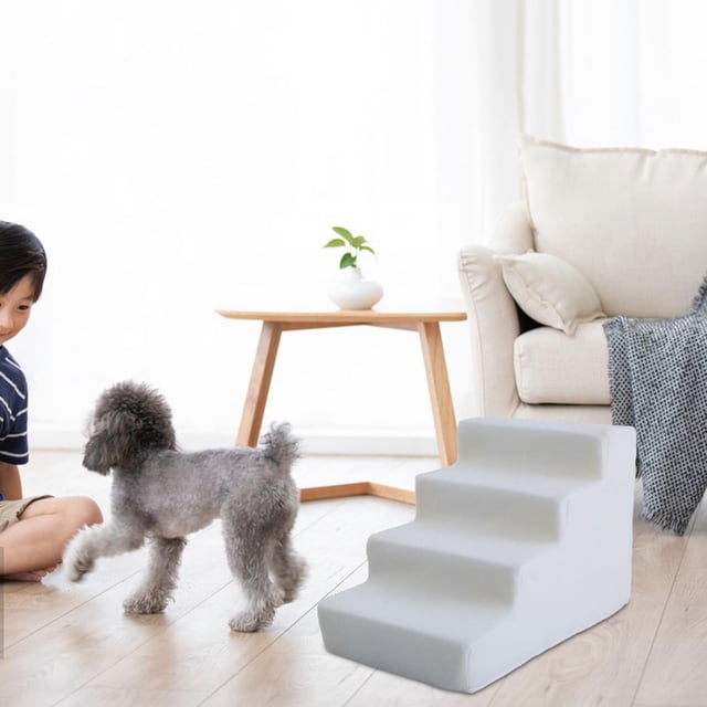 Escalera para Mascotas de Alta Densidad, Rampa para Gatos, Escalera Antideslizante para Mascotas, Escalera para Mascotas para Perros y Gatos pequeños, Blanco 4 Pasos Yinane Pasos del cachorro