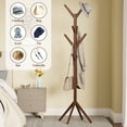 thumbnail image 4 of Freestanding Coat Rack with 8 Hooks,Wooden Entryway Coat Stand for Hats,Scarves,Bags,Heavy Duty Clothes Rack for Hallway,Bedroom & Office,Easy Assembly,Modern Home Decor, 4 of 7