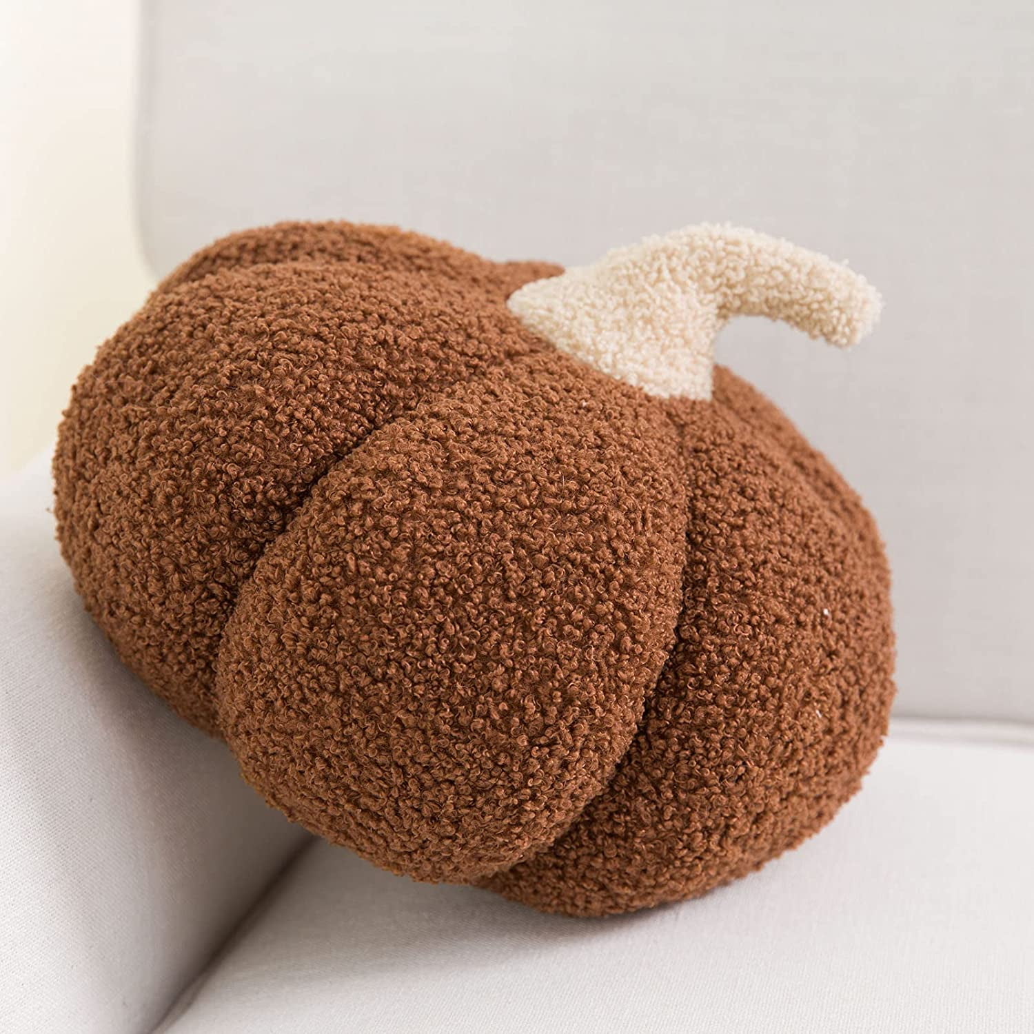 Teddy Fleece Pumpkin Throw Pillows Ultra Soft Sherpa Decorative Cute 3D Shaped Cushion 20cm