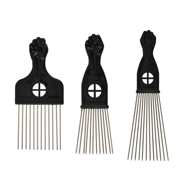 3 Pcs Afro Comb - PRETTY SEE Metal Pick Comb Hairdressing Styling Tool Hair Pick for Hair Styling, Black