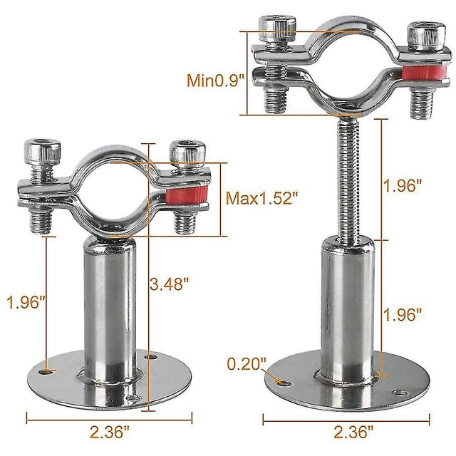 Soportes de tubería de montaje en techo de montaje en pared de acero inoxidable, 2 piezas Abrazadera de soporte de tubería ajustable Correas de tubería con tornillos