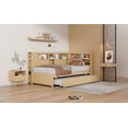 thumbnail image 5 of MAYEERTY Twin Size Wood Daybed with Storage Shelves, USB and Trundle, Natural, 5 of 19