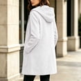 thumbnail image 5 of MOONDU Women's Faux Suede Coat Pea Coat Hooded Button Down Mid-Length Drawstring Long Sleeve with Pockets Casual Fall Winter Daily Wear Top 8 Colors, 5 of 8