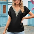 thumbnail image 4 of SWSMCLT Women's V Neck T Shirt Sexy Shirt Summer Batwing Sleeve Work Thin Soft Fashion Loose Spandex Tee Black Large, 4 of 4