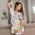 thumbnail image 3 of Kdxio Happy Easter1 Pattern Womens Short Sleeve Sleepshirt Scoopneck Cute Nightdress Ruffle Comfy Nightgown, 3 of 6
