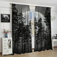 thumbnail image 4 of Gothic Forest Curtains,Dark Black Nature Star Tree Scenery Foggy Woodland Landscape Art Printed Window Treatments Living Room Bedroom Window Drapes 2 Panel, 42x84, 4 of 6