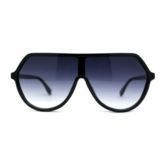 Flat Top Shield Geometric Racer Plastic Mobster Sunglasses Black Smoke