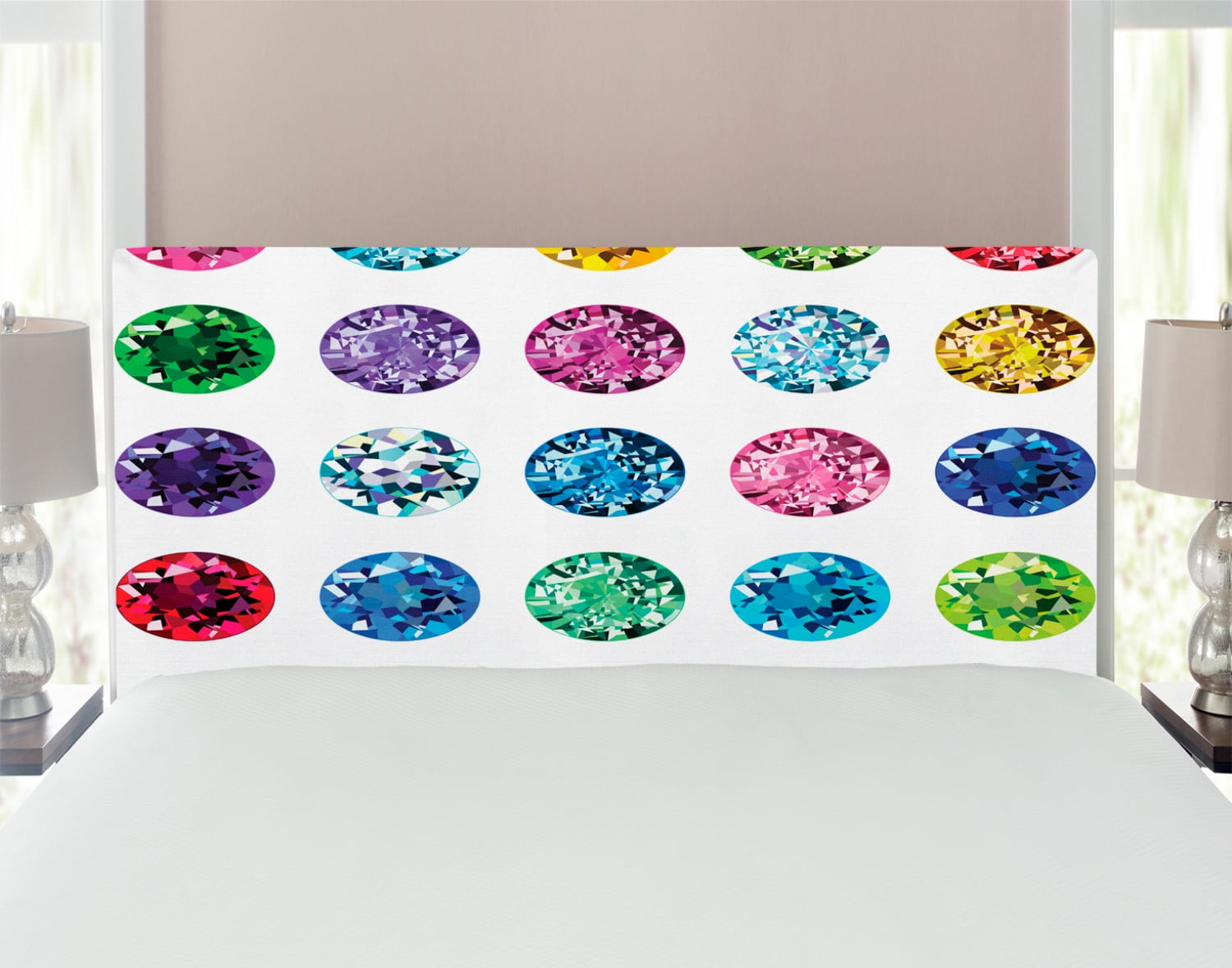 Diamond Headboard, Round Oval Gems Diamonds Emerald Supreme Sublime