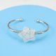 thumbnail image 1 of Granjero Gordo Pulsera de cuentas hecha a mano, pulsera de apertura de pentagrama de piedra natural envuelta a mano (blanco + plata), 1 of 4
