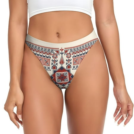 Adobk Fashion Tatreez1 Print Seamless Women Underwear Thongs No Show Ladies Thong No Line Breathable Comfortable Panties Undies for Women-XX-Large