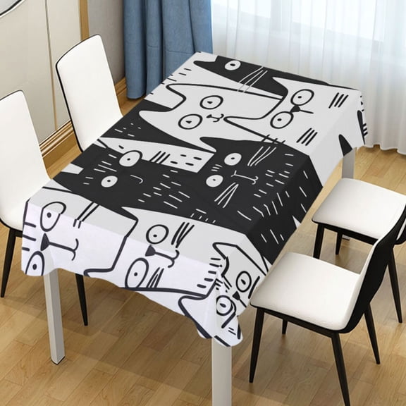 Ryvnso Cats Doodle Rectangle Table Cloth Tablecover Dinning Tablecloth 54"x72"