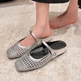 thumbnail image 2 of Women's Woven Mesh Mary Jane Mules Flats Closed Square Toe Slip-On, 2 of 7