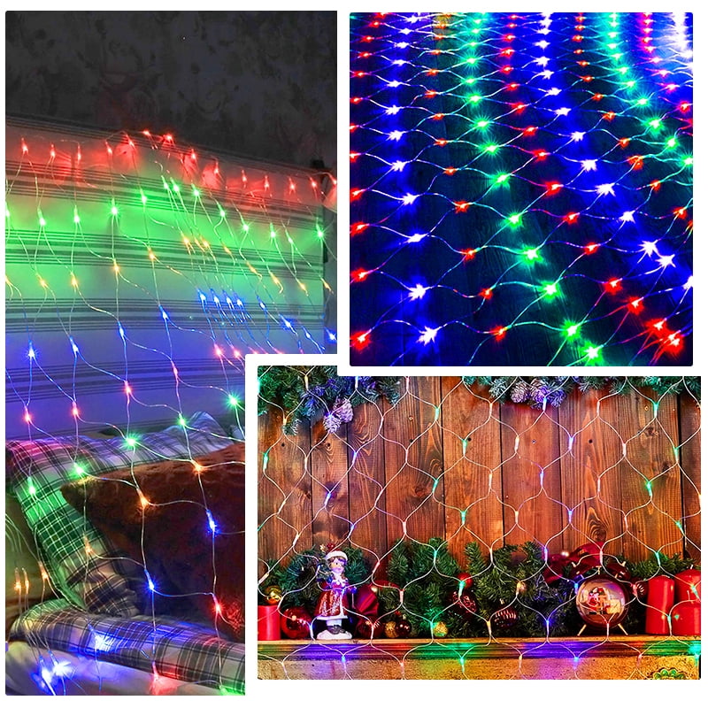 Solar Net Mesh Light 9.8ft x 6.6ft 192 LED, Waterproof Outdoor Net Light with 8 Modes for Bush, Christmas, Home, Garden Decorations(Multicolor)