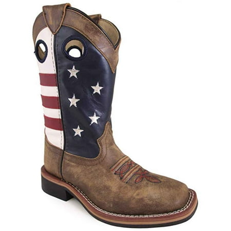 

Smoky Mountain Kid s Stars And Stripes Vintage Brown Cowboy Boots 3880