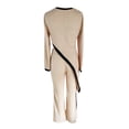 thumbnail image 5 of Women's Fashion Long Sleeve Color Contrasting Side Split T Shirt+Splicing Pants Set, 5 of 9