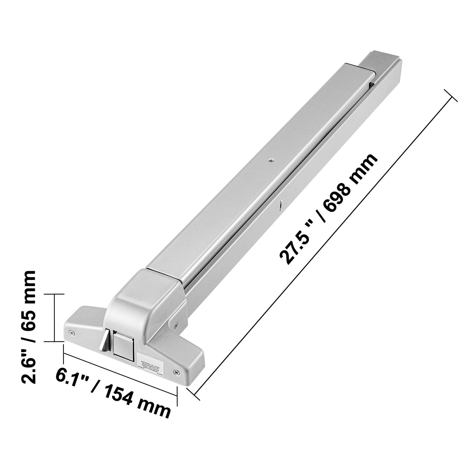 Heavy-Duty Push Bar Panic Exit Device with Carbon Steel, 27.5" Length, for Wood/Metal Emergency Doors