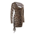 thumbnail image 6 of Arvbitana Women Slim Leopard Print Dress Long Sleeve Bandage Hollow Open Back Mini Short Dress, 6 of 8
