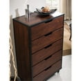 thumbnail image 2 of Bowery Hill Wood 5-Drawer Chest with Casters in Vintage Walnut, 2 of 7