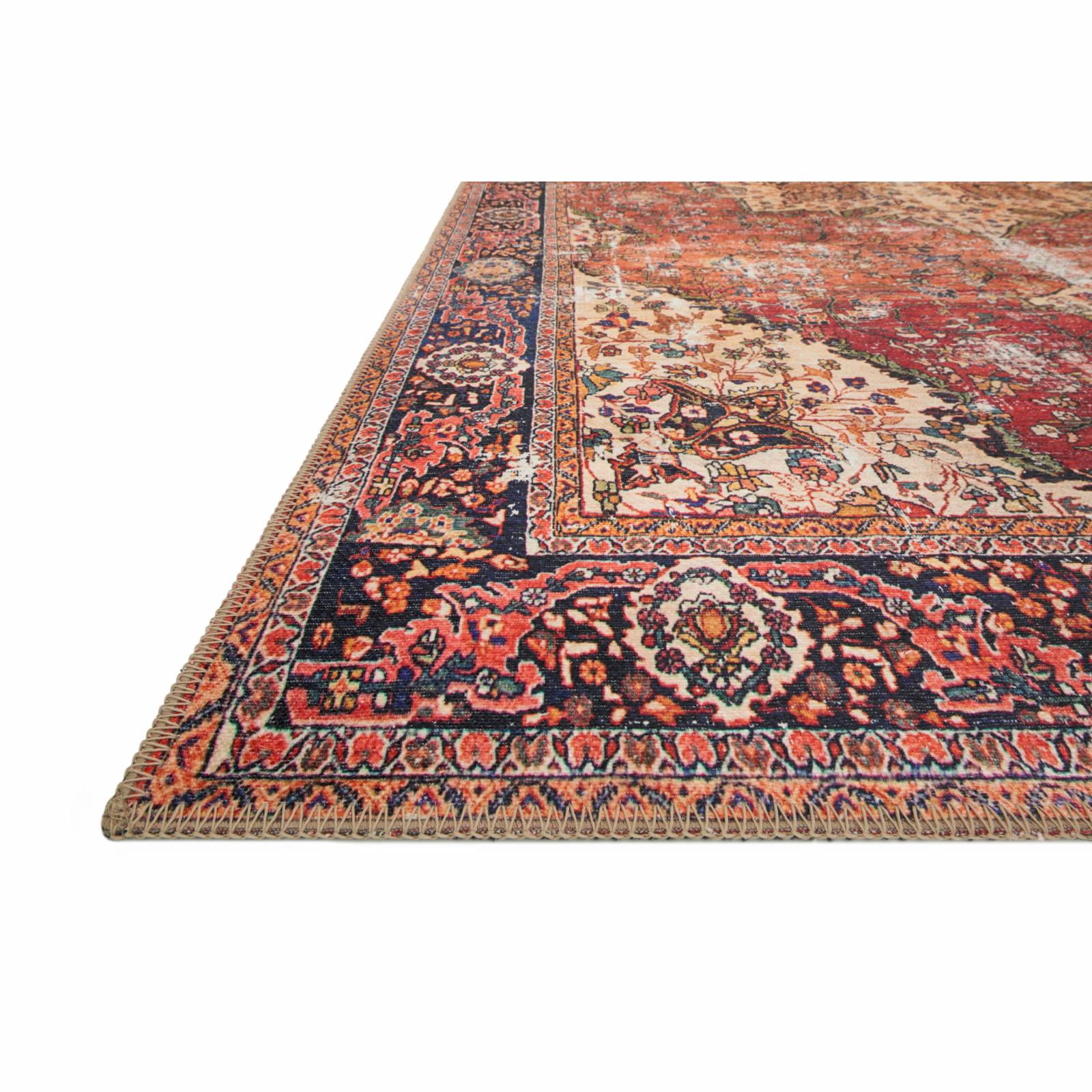 Loloi Loren Collection LQ-07 Red / Navy Oriental Area Rug 2'-6" x 7'-6"