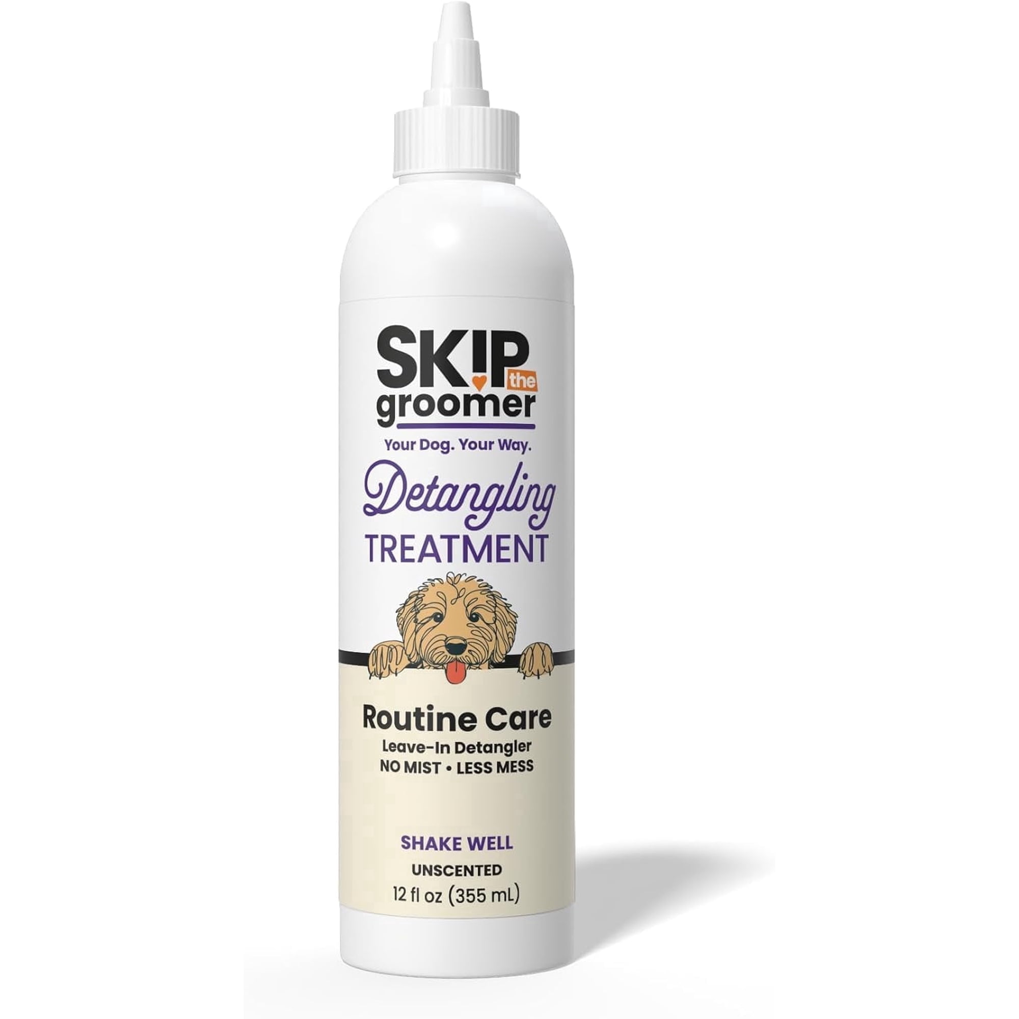 Skip the Groomer Detangling Treatment for Dogs - Leave-In Conditioner for Knots, Tangles & Matted Hair, Goldendoodles & Poodles