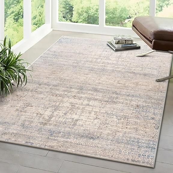 Unique Loom Deepa Collection Area Rug - Ordine (5' 3" x 7' 9" Rectangle Gray Blue/Ivory)