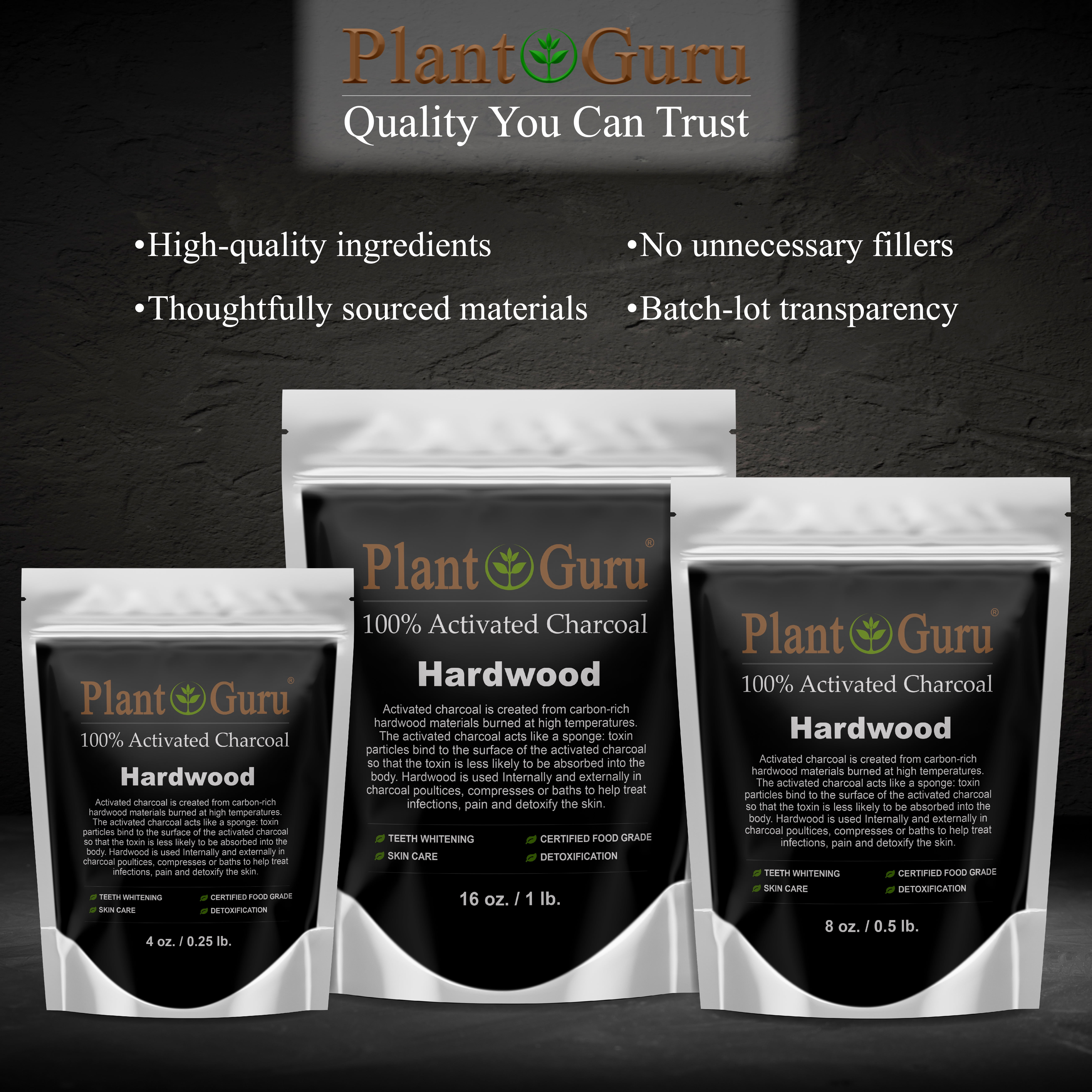 Activated Charcoal Powder Bulk - 1 lb. Jar - HARDWOOD - Food Grade Kosher Non-GMO - Teeth Whitening, Facial Mask and Soap Making. Promotes Natural Detoxification and Helps Digestion