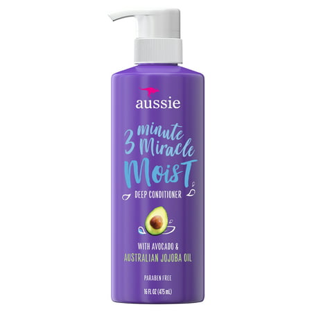 Aussie Miracle Moist with Avocado & Jojoba Oil, Paraben Free 3 Minute Miracle Conditioner, 16.0 fl