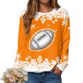 thumbnail image 2 of GEWSEY Womens Football Sweatshirt Sparkly Sequin Rugby Sweatshirts Game Day Pullover Tops Fall Weekend Events Family Outfits (Orange, S), 2 of 6
