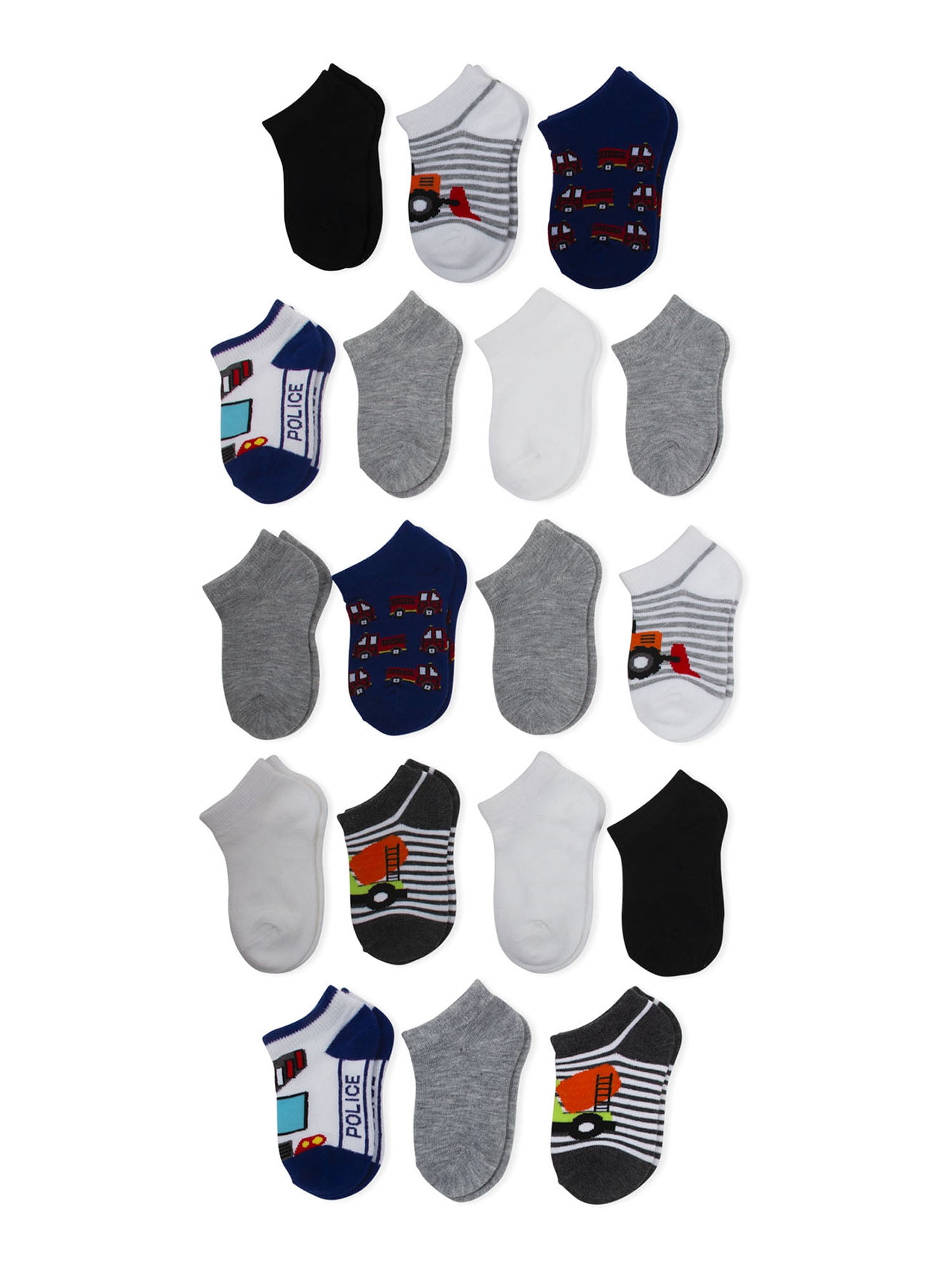 Wonder Nation Toddler Boy No Show Socks, 18-Pack, Sizes 18M-5T